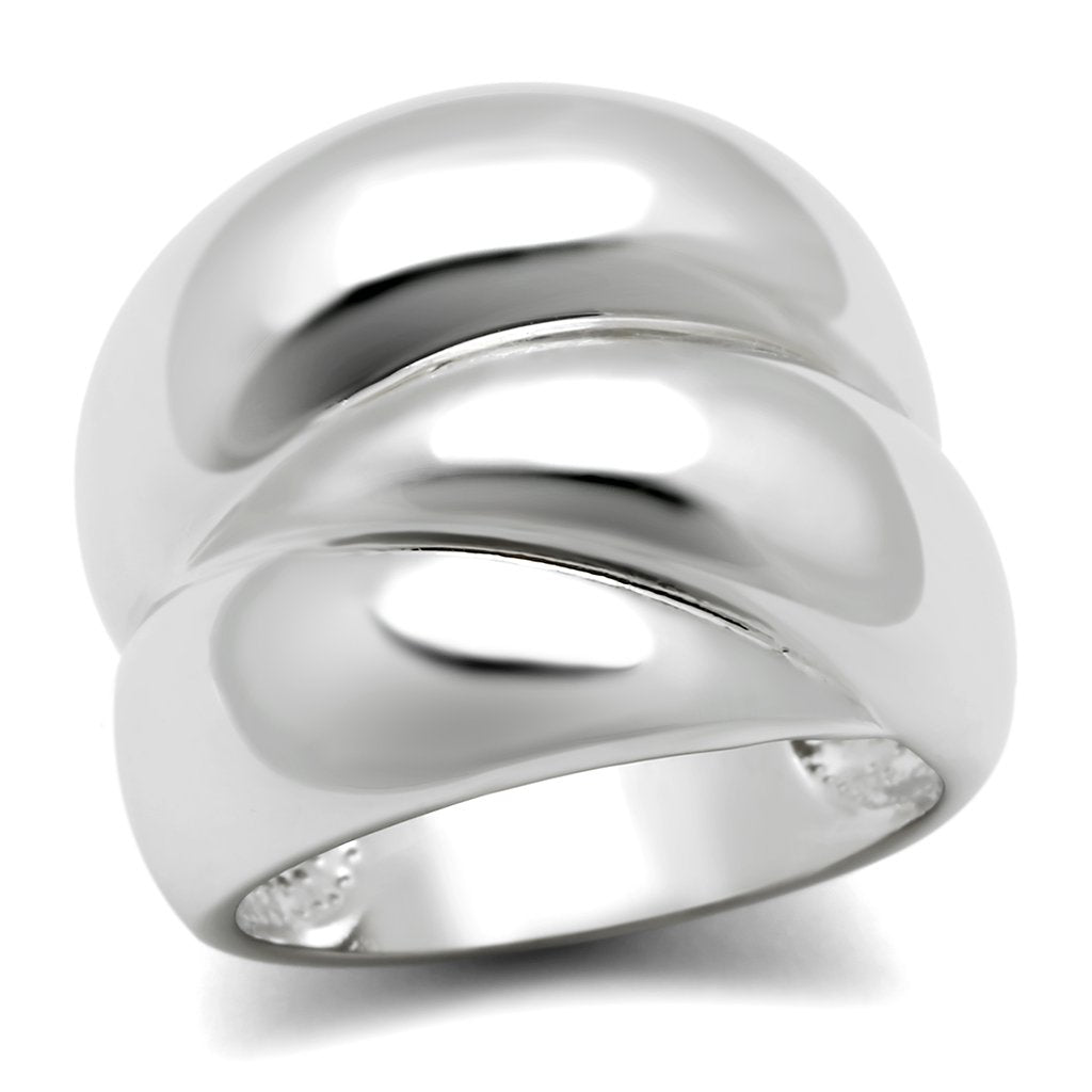 JCE166 Rhodium Brass Ring with No Stone