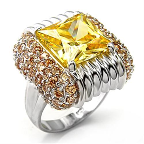 JCE316 Rhodium 925 Sterling Silver Ring with AAA Grade CZ  in Topaz