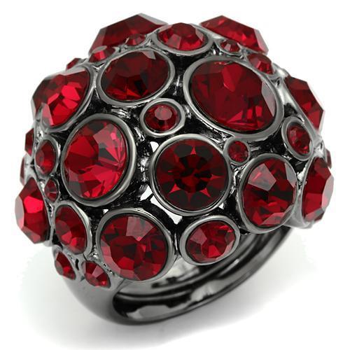 JCE2501 Ruthenium Brass Ring with Top Grade Crystal  in Siam