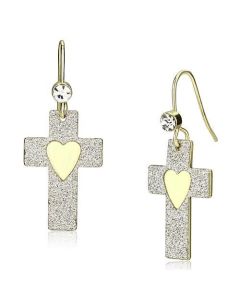 JCE2735 Gold Iron Earrings with Top Grade Crystal  in Clear