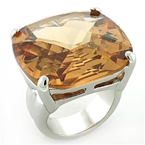 JCEA679 Rhodium Brass Ring with AAA Grade CZ  in Topaz