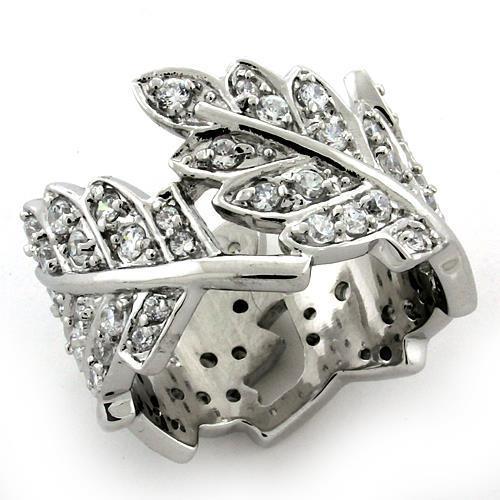 JCEAS1098 Rhodium 925 Sterling Silver Ring with AAA Grade CZ  in Clear