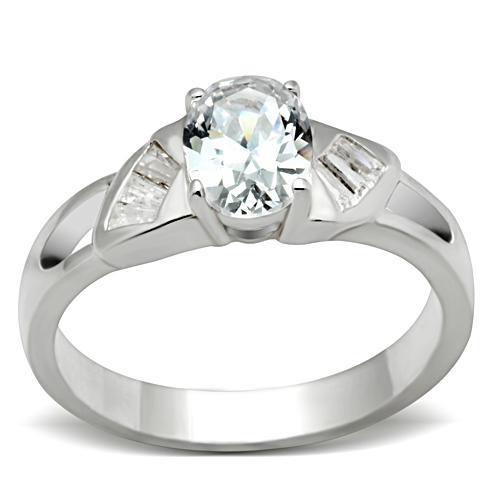 JCE048 Silver 925 Sterling Silver Ring with AAA Grade CZ  in Clear