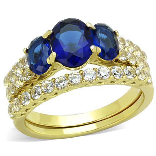 JCE1720 IP Gold(Ion Plating) Stainless Steel Ring with Synthetic Synthetic Glass in Montana