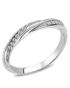JCE3259-5 High polished (no plating) Stainless Steel Ring with AAA Grade CZ  in Clear-5